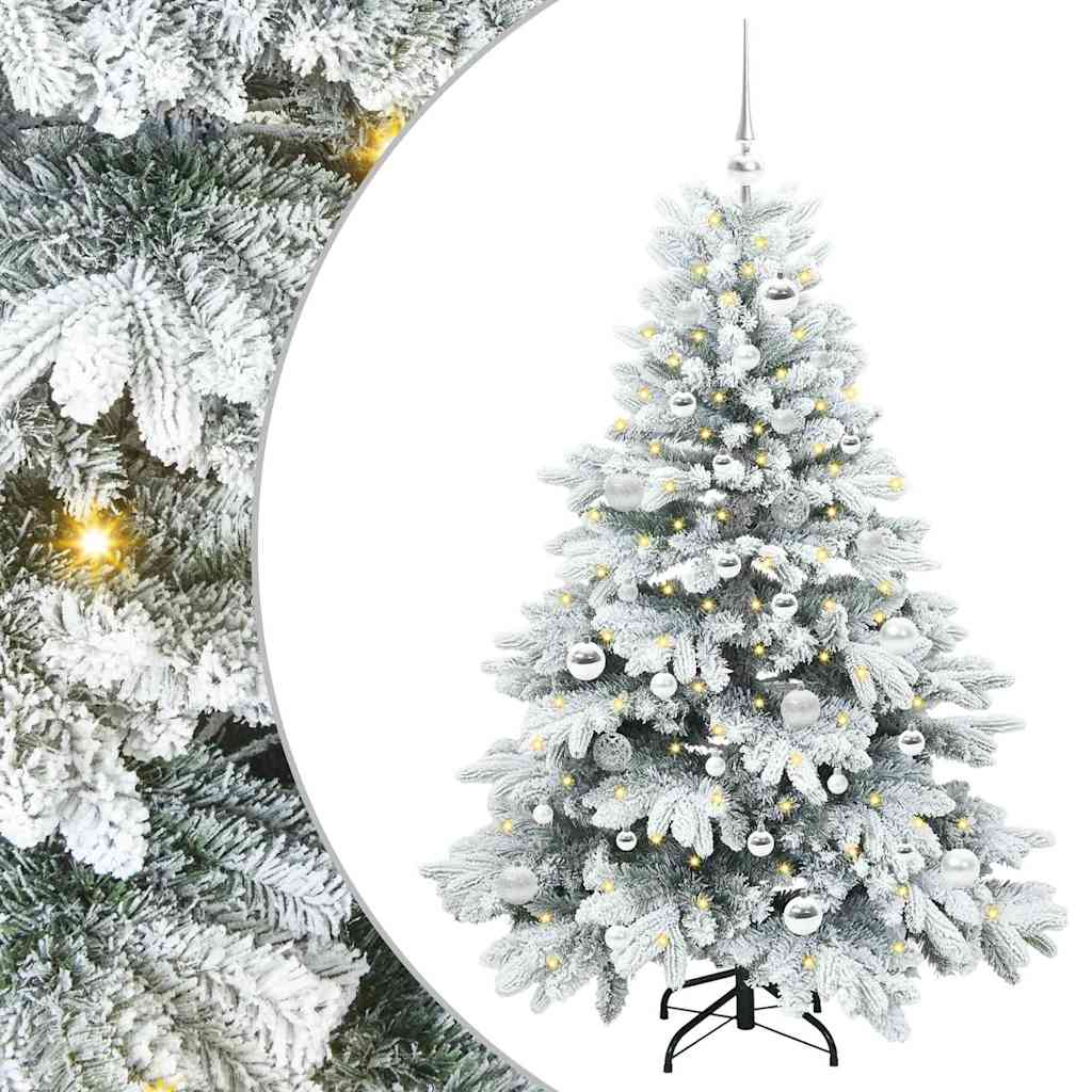 Kunstigt juletræ med 150 LED'er Hvid 150 cm PE og PVC