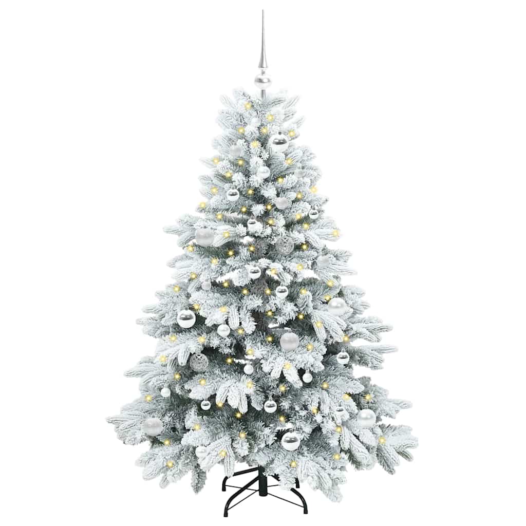 Kunstigt juletræ med 150 LED'er Hvid 150 cm PE og PVC