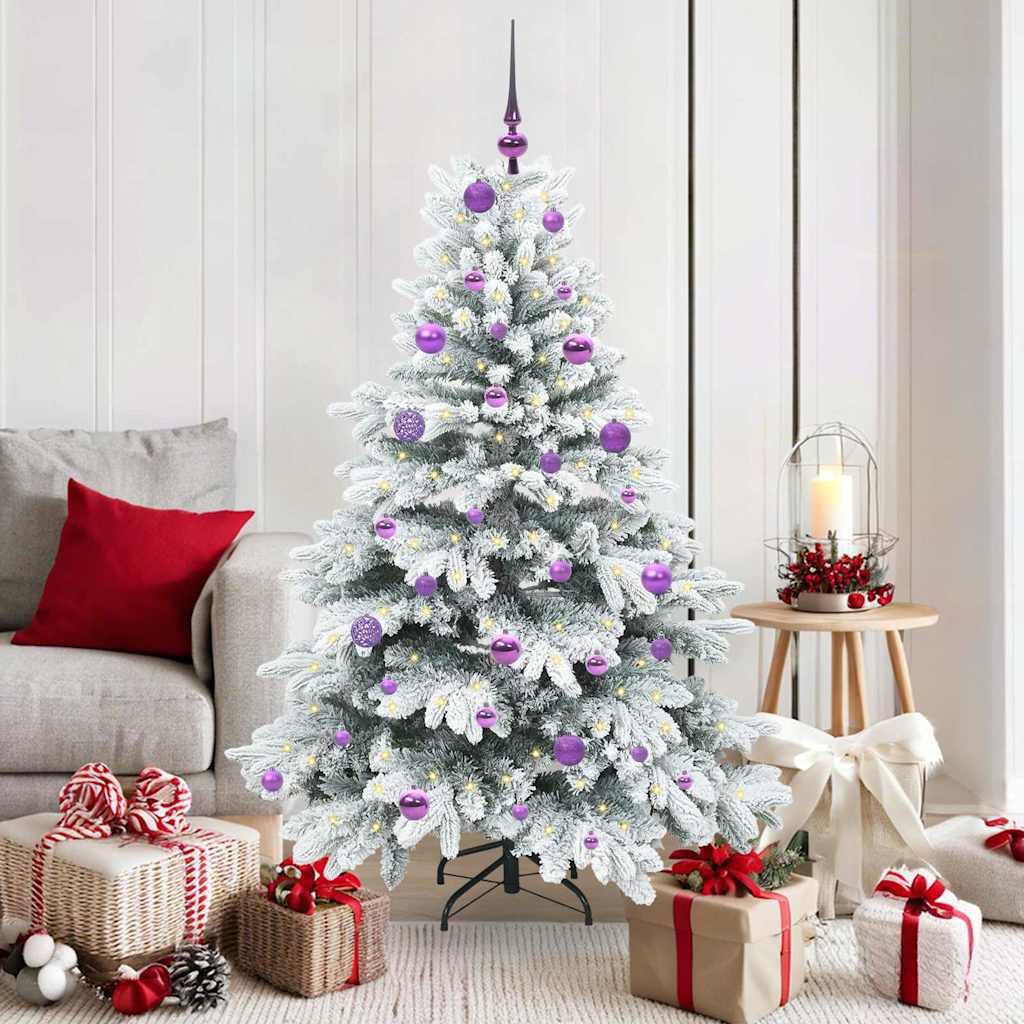 Kunstigt juletræ med 150 LED'er Hvid 150 cm PE og PVC