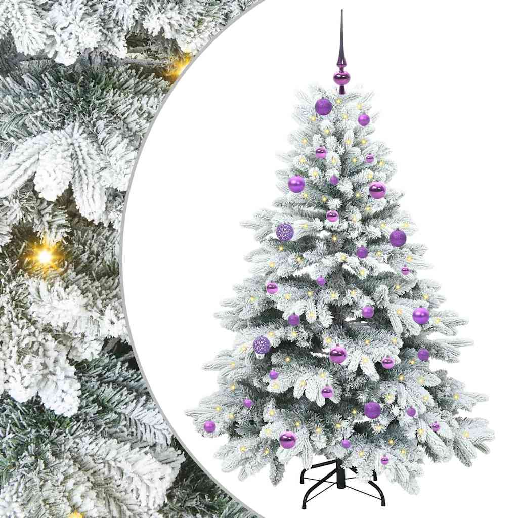 Kunstigt juletræ med 150 LED'er Hvid 150 cm PE og PVC