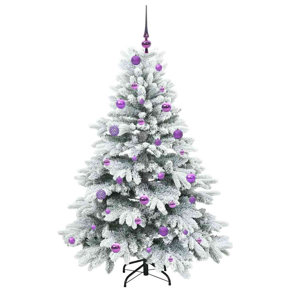 Kunstigt juletræ med 150 LED'er Hvid 150 cm PE og PVC