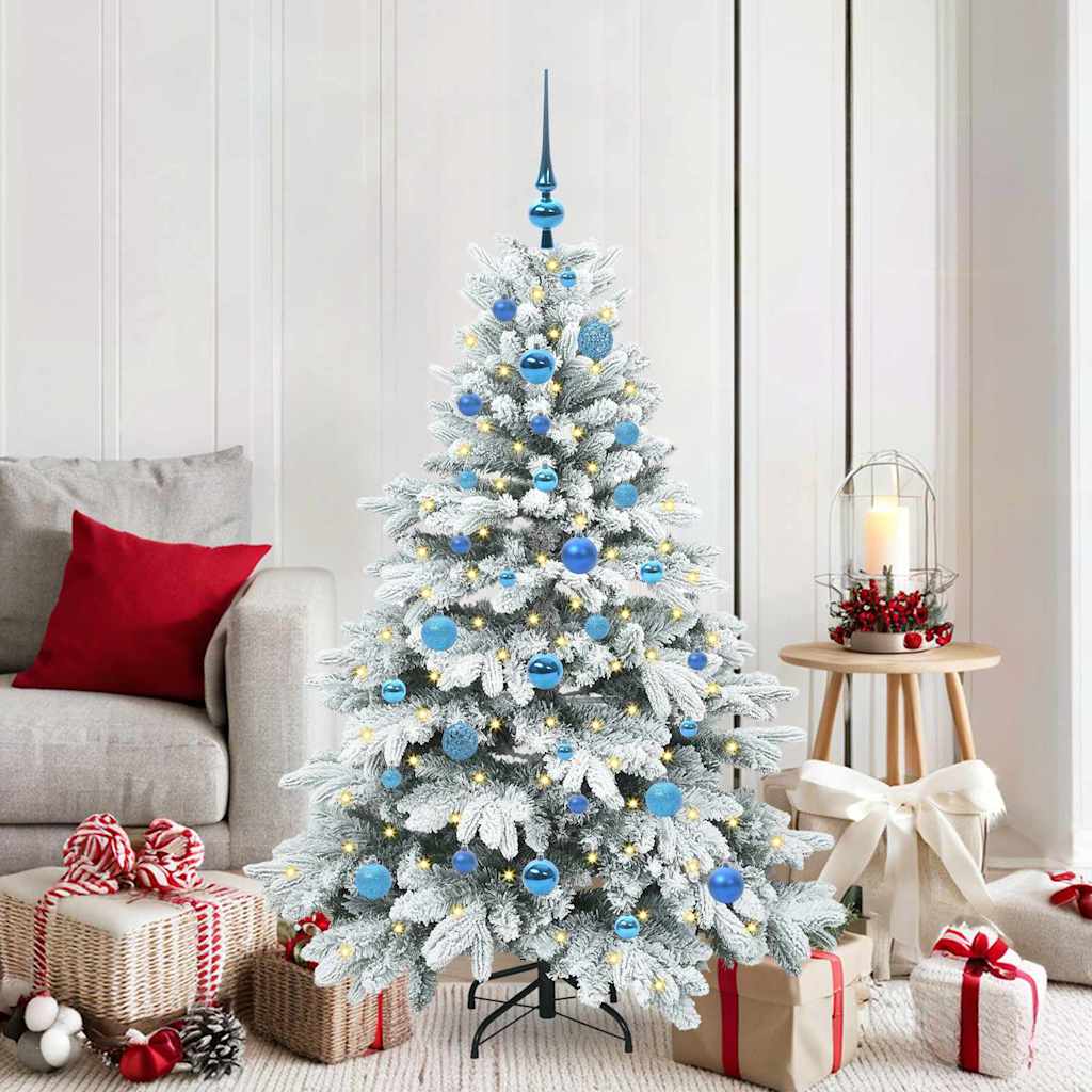 Kunstigt juletræ med 150 LED'er Hvid 150 cm PE og PVC