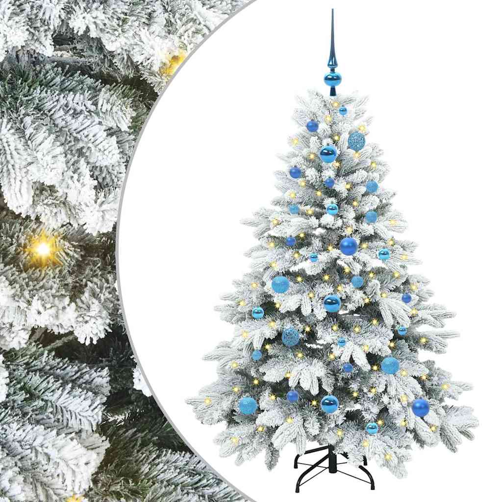 Kunstigt juletræ med 150 LED'er Hvid 150 cm PE og PVC