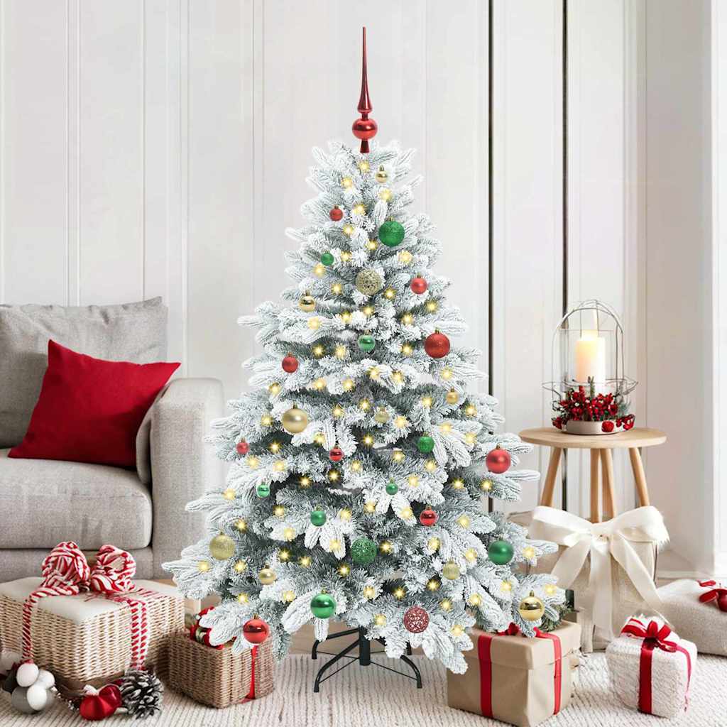 Kunstigt juletræ med 150 LED'er Hvid 150 cm PE og PVC