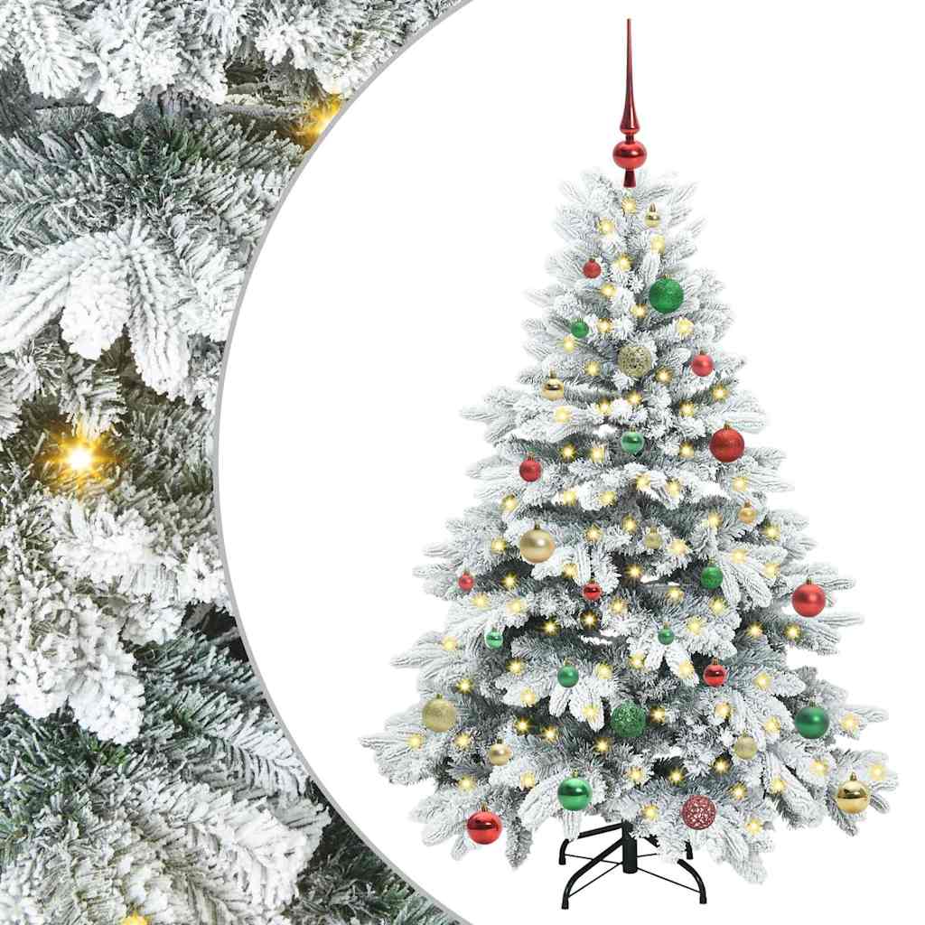 Kunstigt juletræ med 150 LED'er Hvid 150 cm PE og PVC