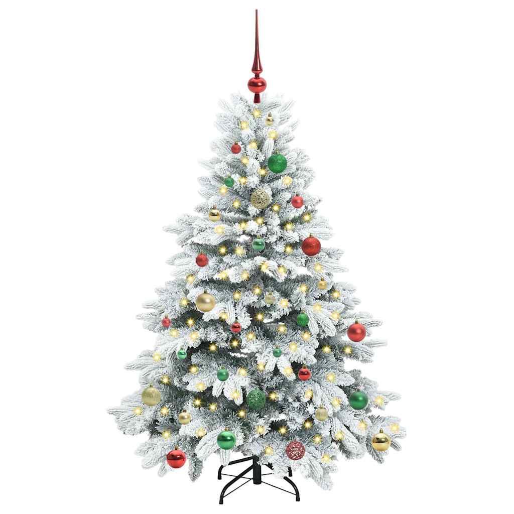 Kunstigt juletræ med 150 LED'er Hvid 150 cm PE og PVC