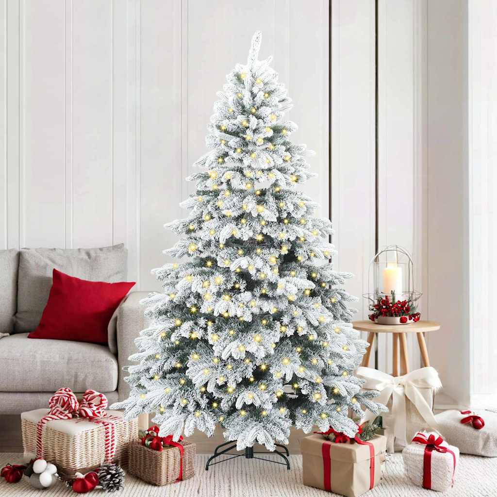 Kunstigt juletræ med 300 LED'er Hvid 180 cm PE og PVC