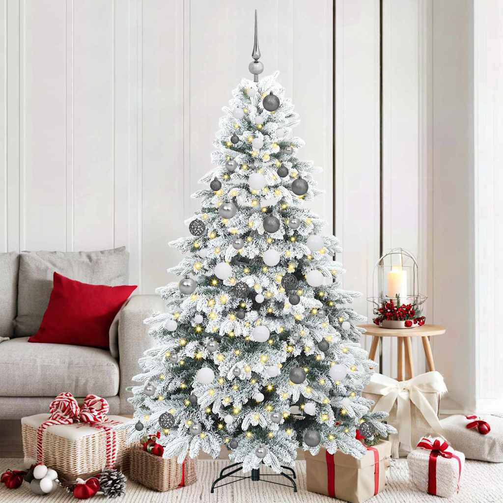 Kunstigt juletræ med 300 LED'er Hvid 180 cm PE og PVC