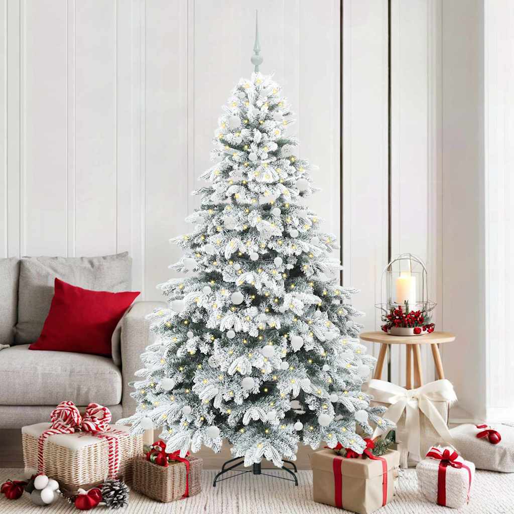 Kunstigt juletræ med 300 LED'er Hvid 180 cm PE og PVC