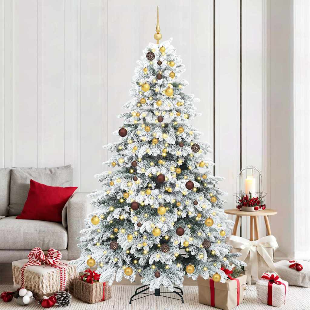 Kunstigt juletræ med 300 LED'er Hvid 210 cm PE og PVC