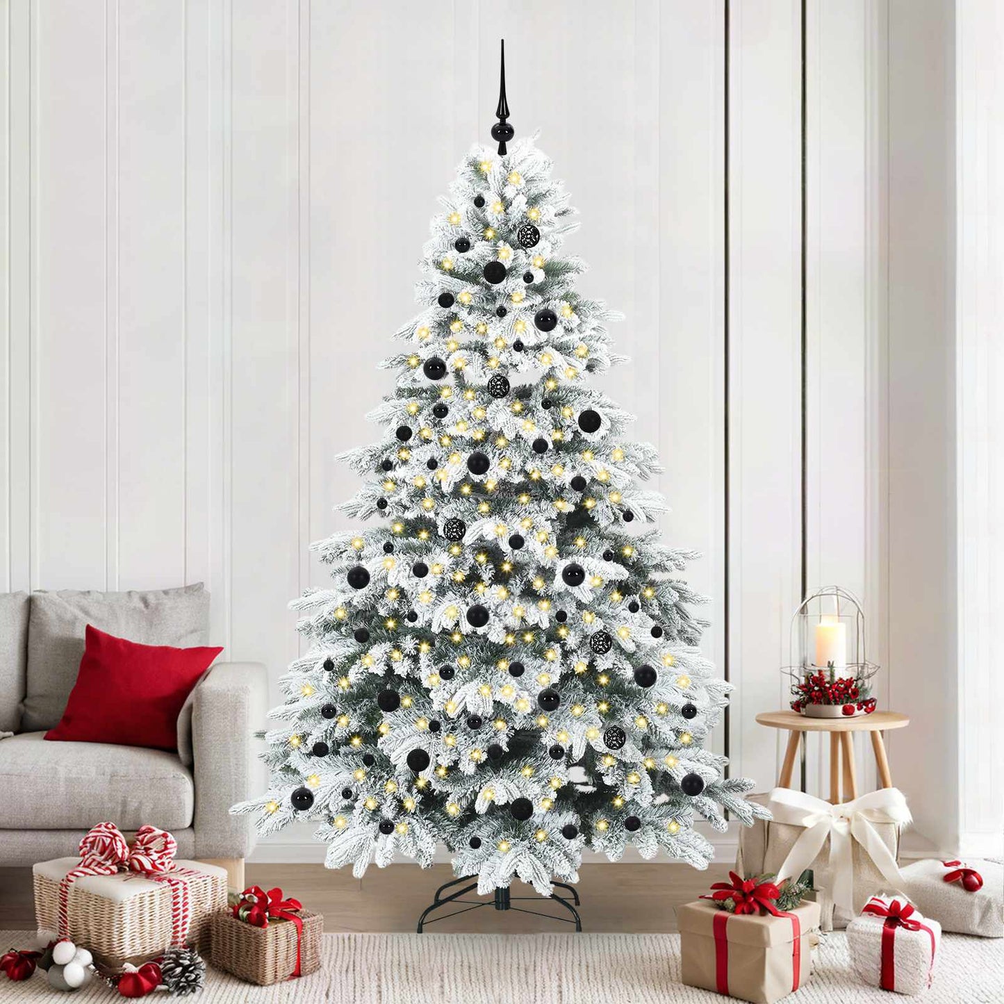 Kunstigt juletræ med 300 LED'er Hvid 210 cm PE og PVC