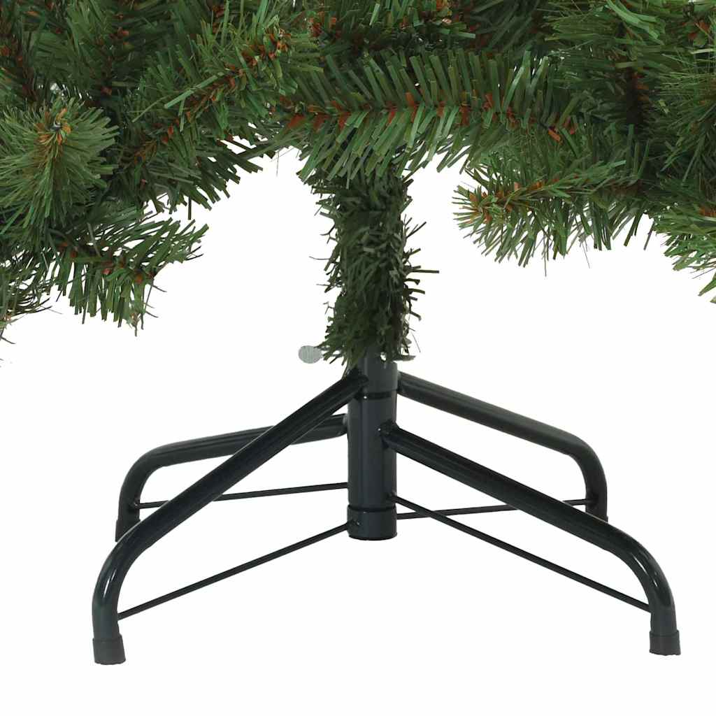 Kunstigt Hinged Juletræ med 150 LED'er Grøn 150 cm PVC og Stål