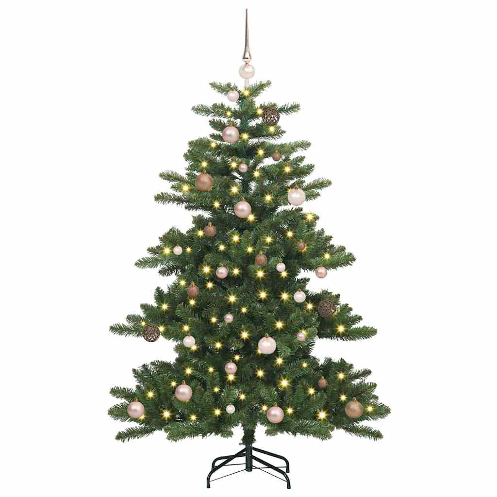 Kunstigt Hinged Juletræ med 150 LED'er Grøn 150 cm PVC og Stål