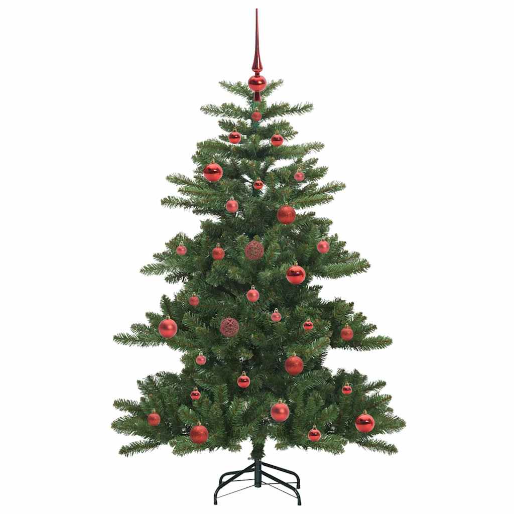 Kunstigt Hinged Juletræ med 150 LED'er Grøn 150 cm PVC og Stål