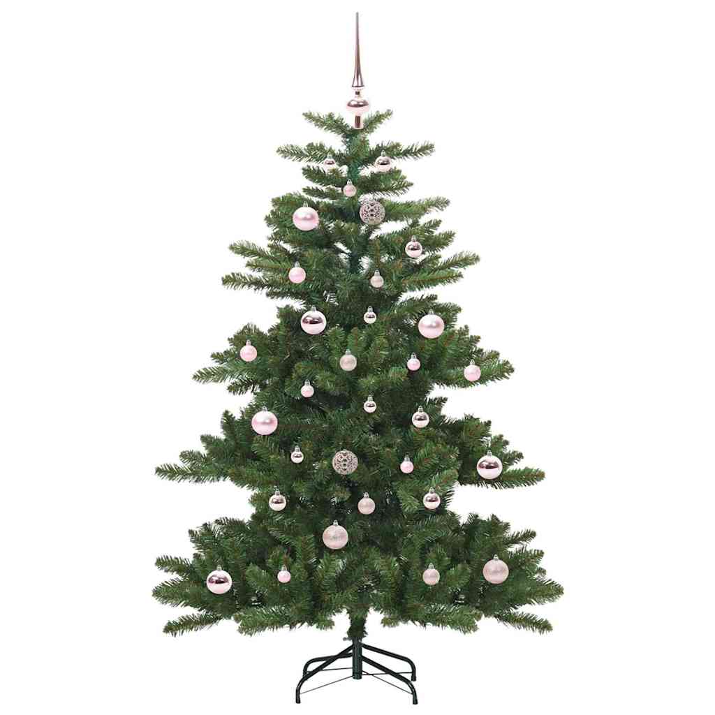 Kunstigt Hinged Juletræ med 150 LED'er Grøn 150 cm PVC og Stål