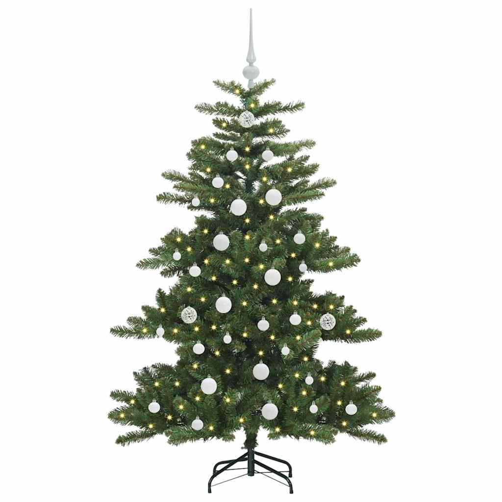 Kunstigt Hinged Juletræ med 150 LED'er Grøn 150 cm PVC og Stål