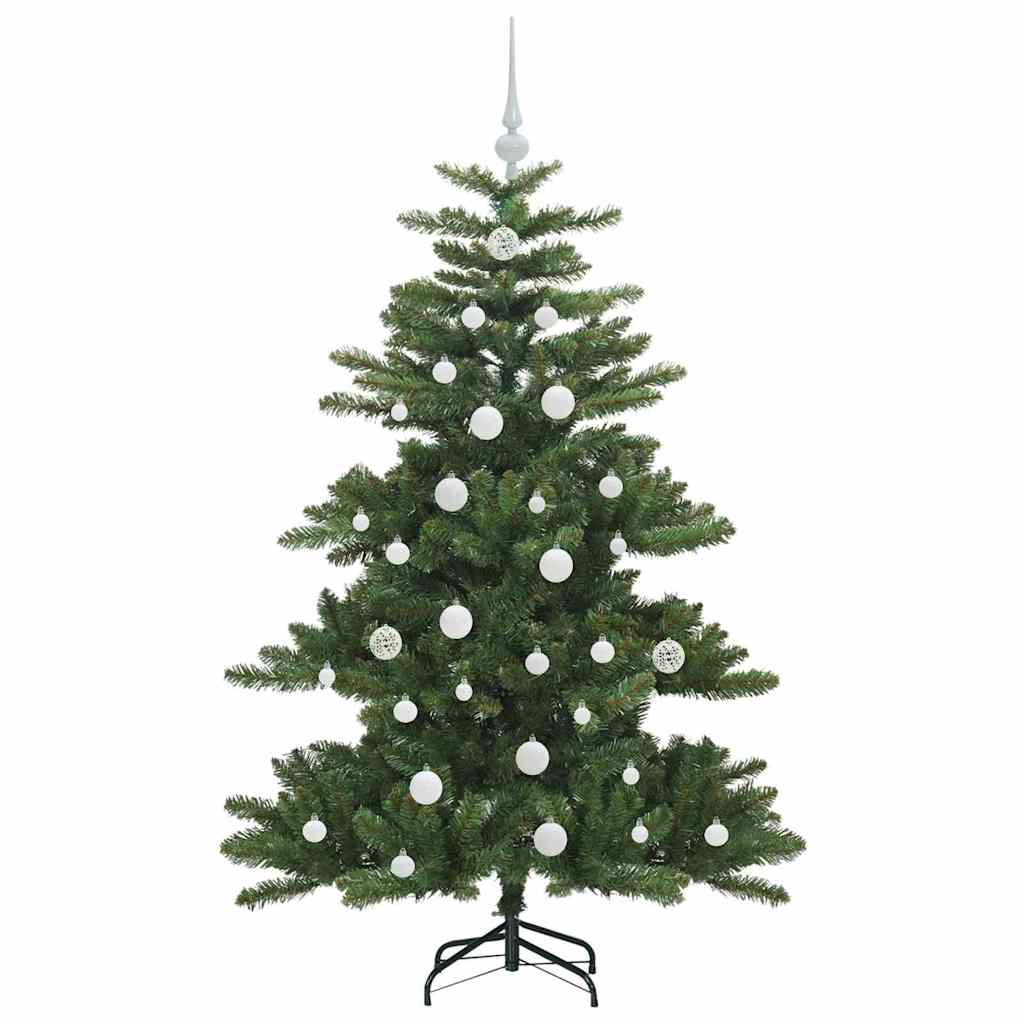 Kunstigt Hinged Juletræ med 150 LED'er Grøn 150 cm PVC og Stål