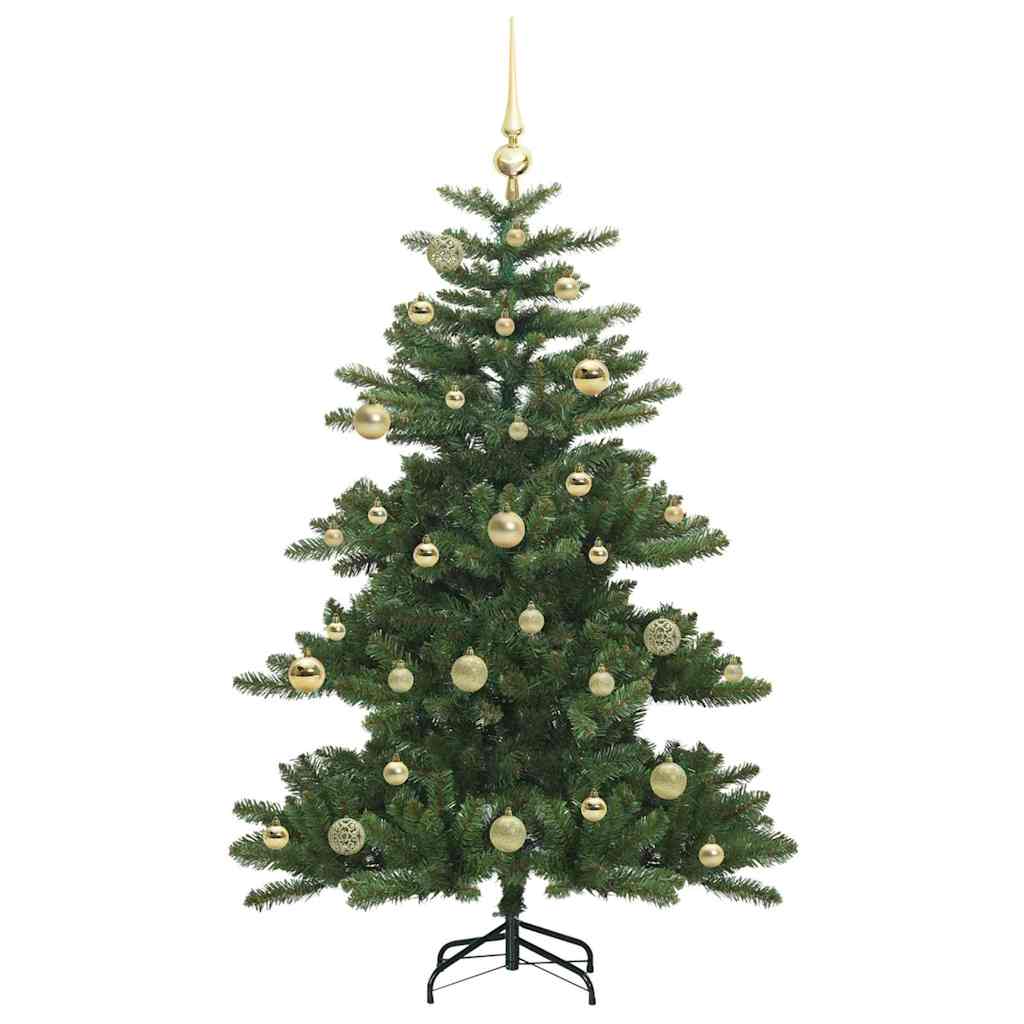 Kunstigt Hinged Juletræ med 150 LED'er Grøn 150 cm PVC og Stål