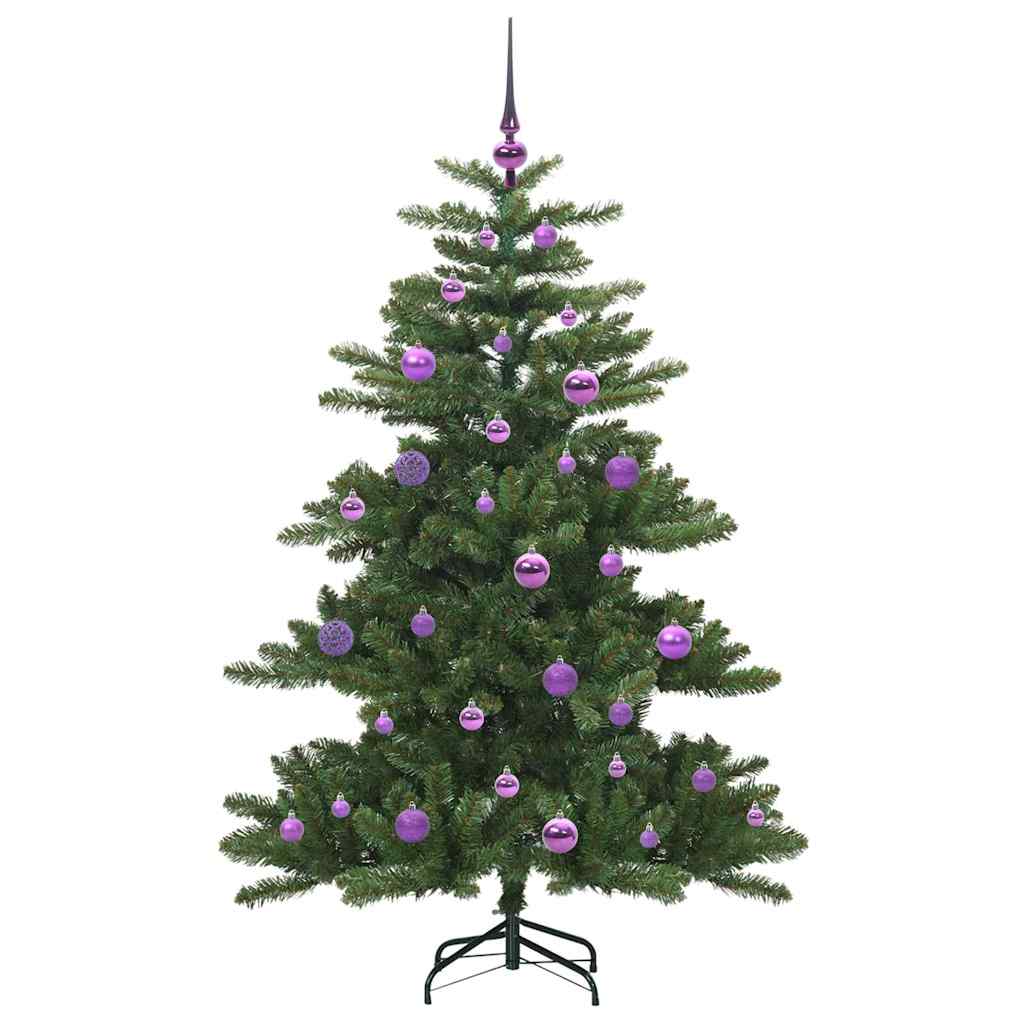 Kunstigt Hinged Juletræ med 150 LED'er Grøn 150 cm PVC og Stål