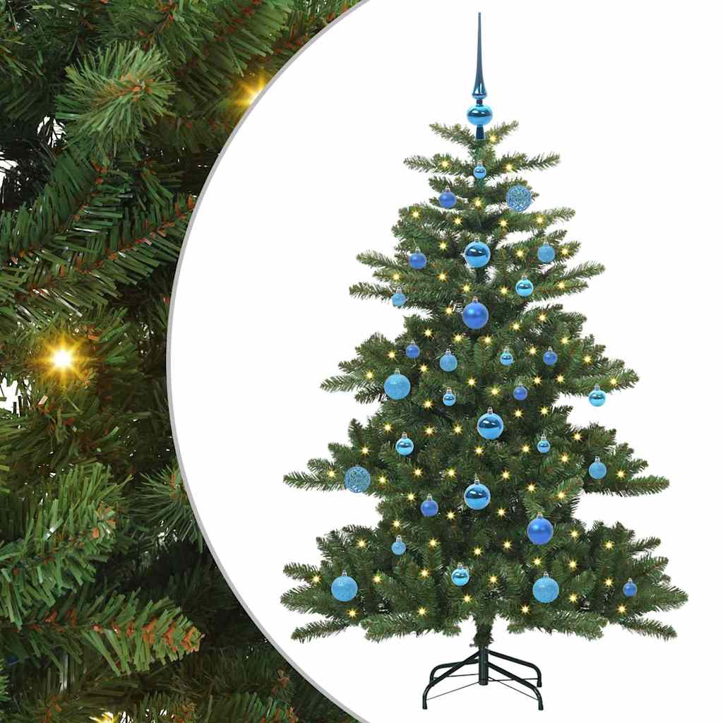 Kunstigt Hinged Juletræ med 150 LED'er Grøn 150 cm PVC og Stål