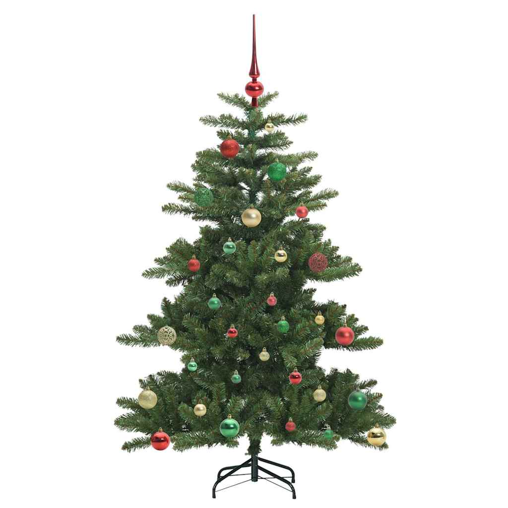 Kunstigt Hinged Juletræ med 150 LED'er Grøn 150 cm PVC og Stål