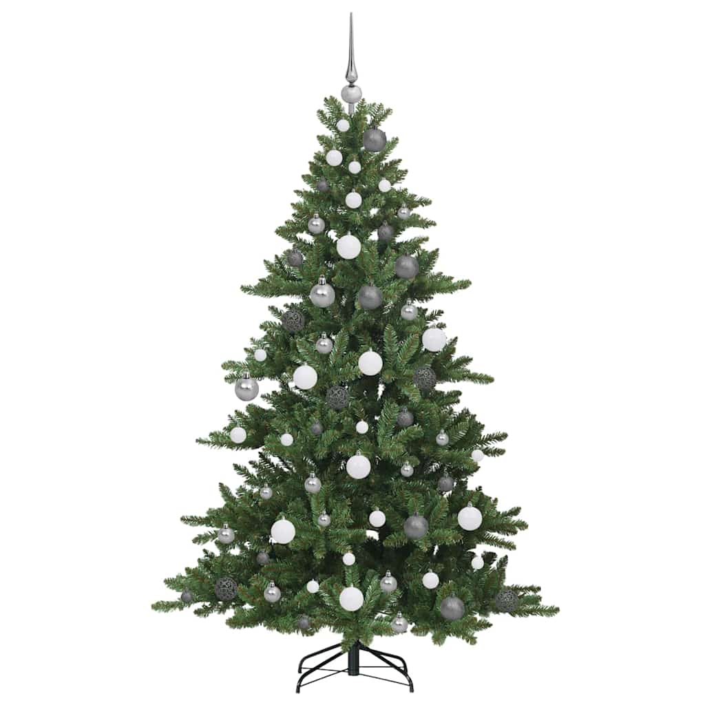 Kunstigt Hinged Juletræ med 300 LED'er Grøn 180 cm PVC og Stål