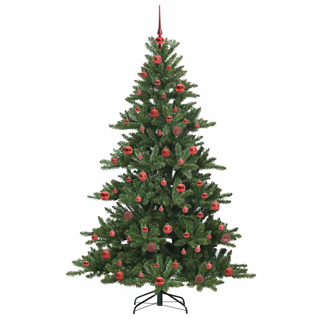 Kunstigt Hinged Juletræ med 300 LED'er Grøn 180 cm PVC og Stål