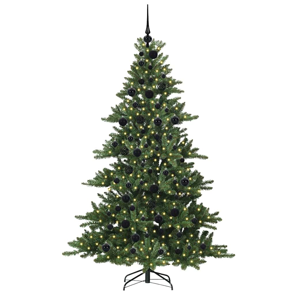 Kunstigt Hinged Juletræ med 300 LED'er Grøn 180 cm PVC og Stål