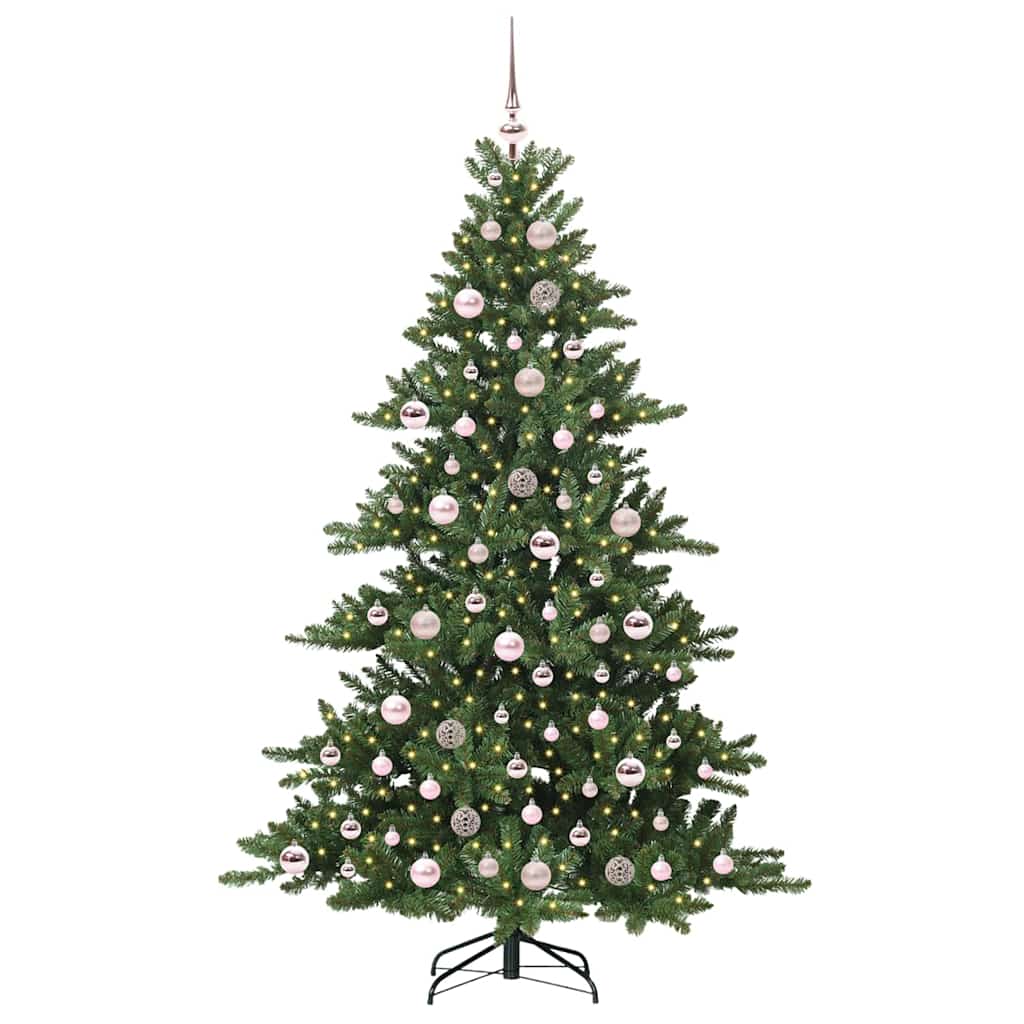 Kunstigt Hinged Juletræ med 300 LED'er Grøn 180 cm PVC og Stål