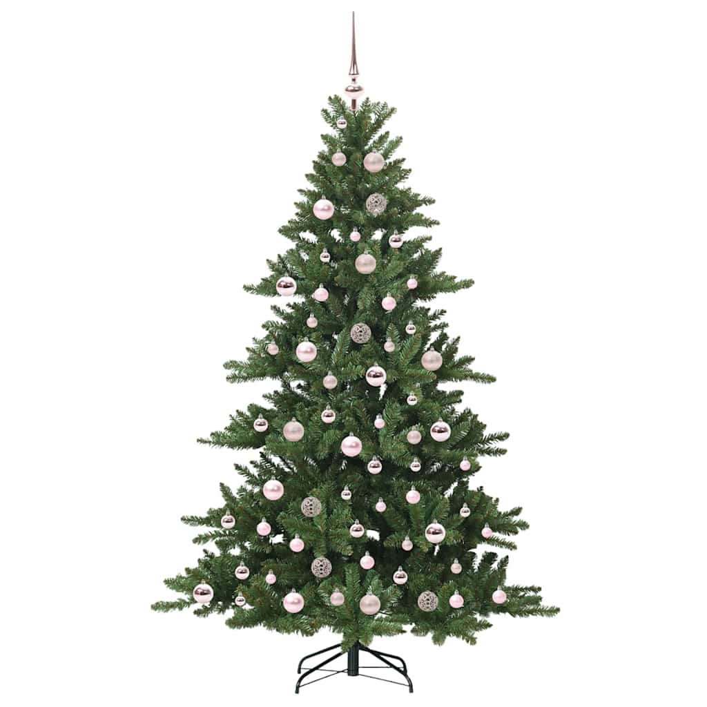Kunstigt Hinged Juletræ med 300 LED'er Grøn 180 cm PVC og Stål