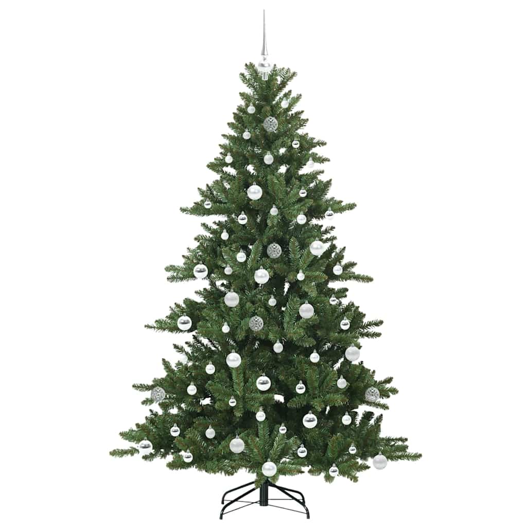 Kunstigt Hinged Juletræ med 300 LED'er Grøn 180 cm PVC og Stål