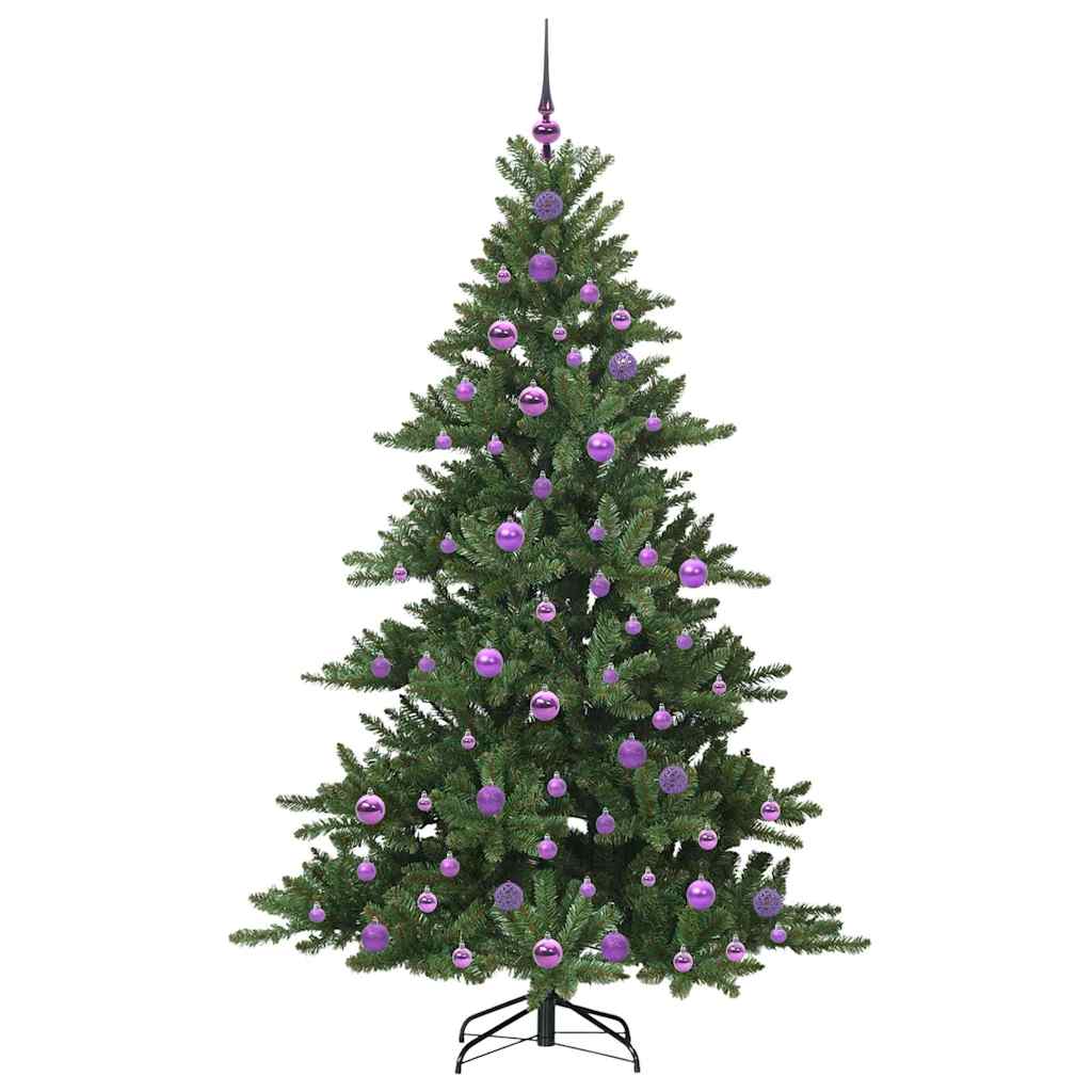 Kunstigt Hinged Juletræ med 300 LED'er Grøn 180 cm PVC og Stål