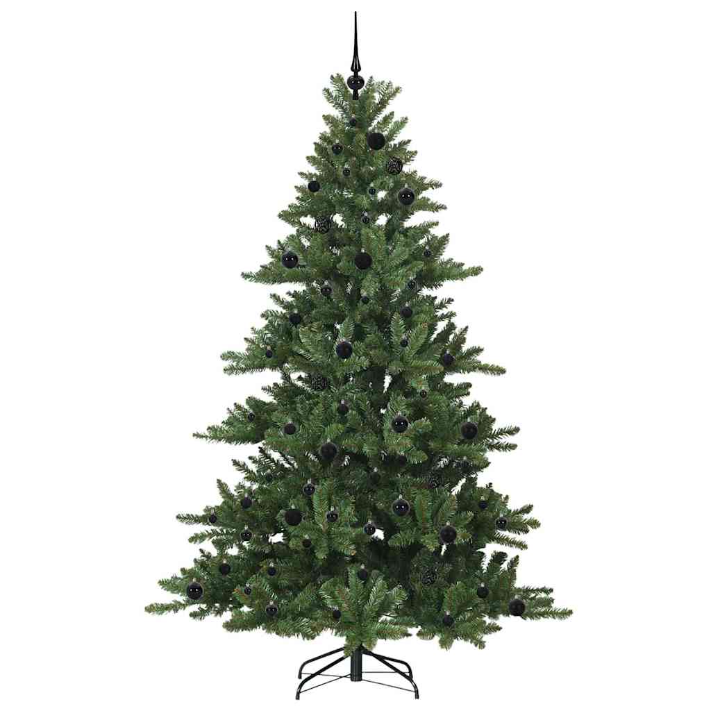 Kunstigt Hinged Juletræ med 300 LED'er Grøn 210 cm PVC og Stål