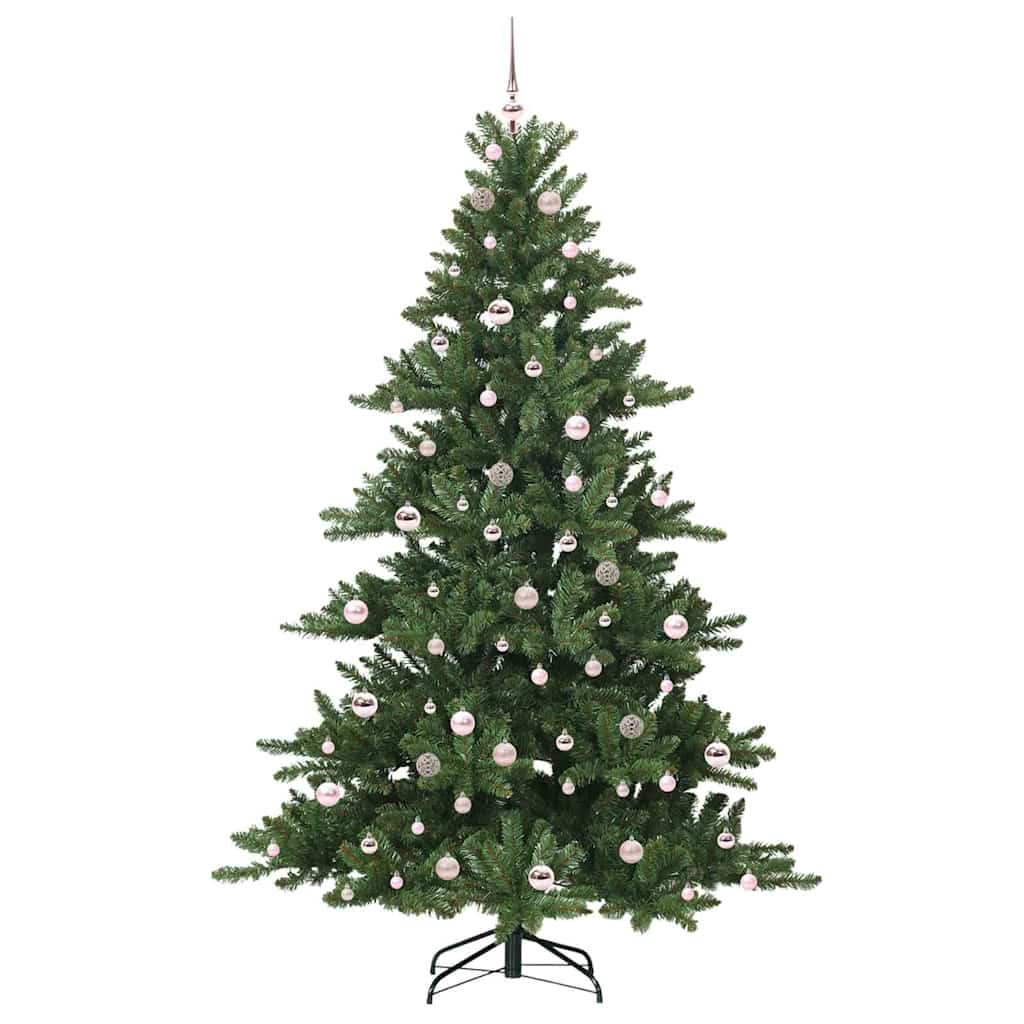 Kunstigt Hinged Juletræ med 300 LED'er Grøn 210 cm PVC og Stål