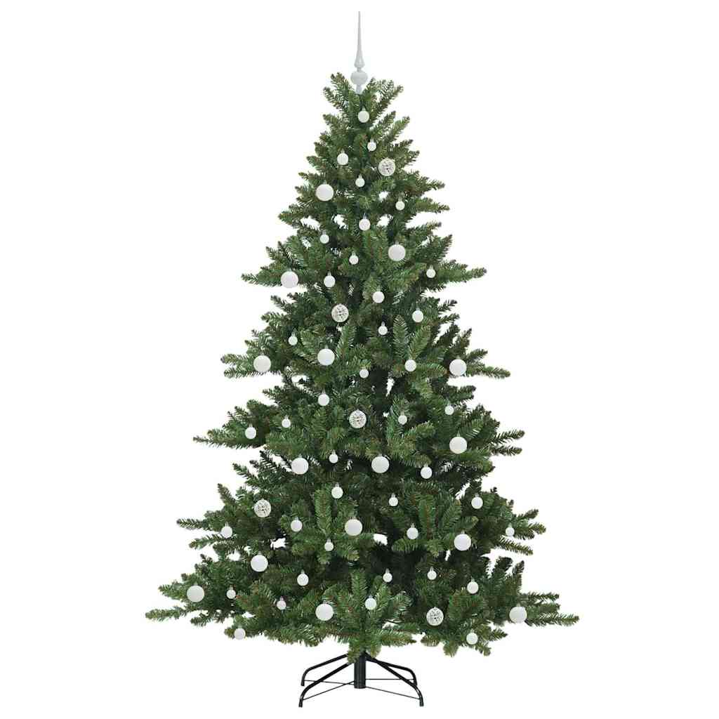 Kunstigt Hinged Juletræ med 300 LED'er Grøn 210 cm PVC og Stål