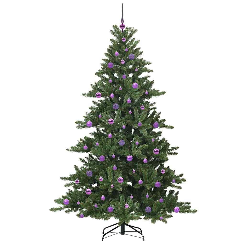 Kunstigt Hinged Juletræ med 300 LED'er Grøn 210 cm PVC og Stål
