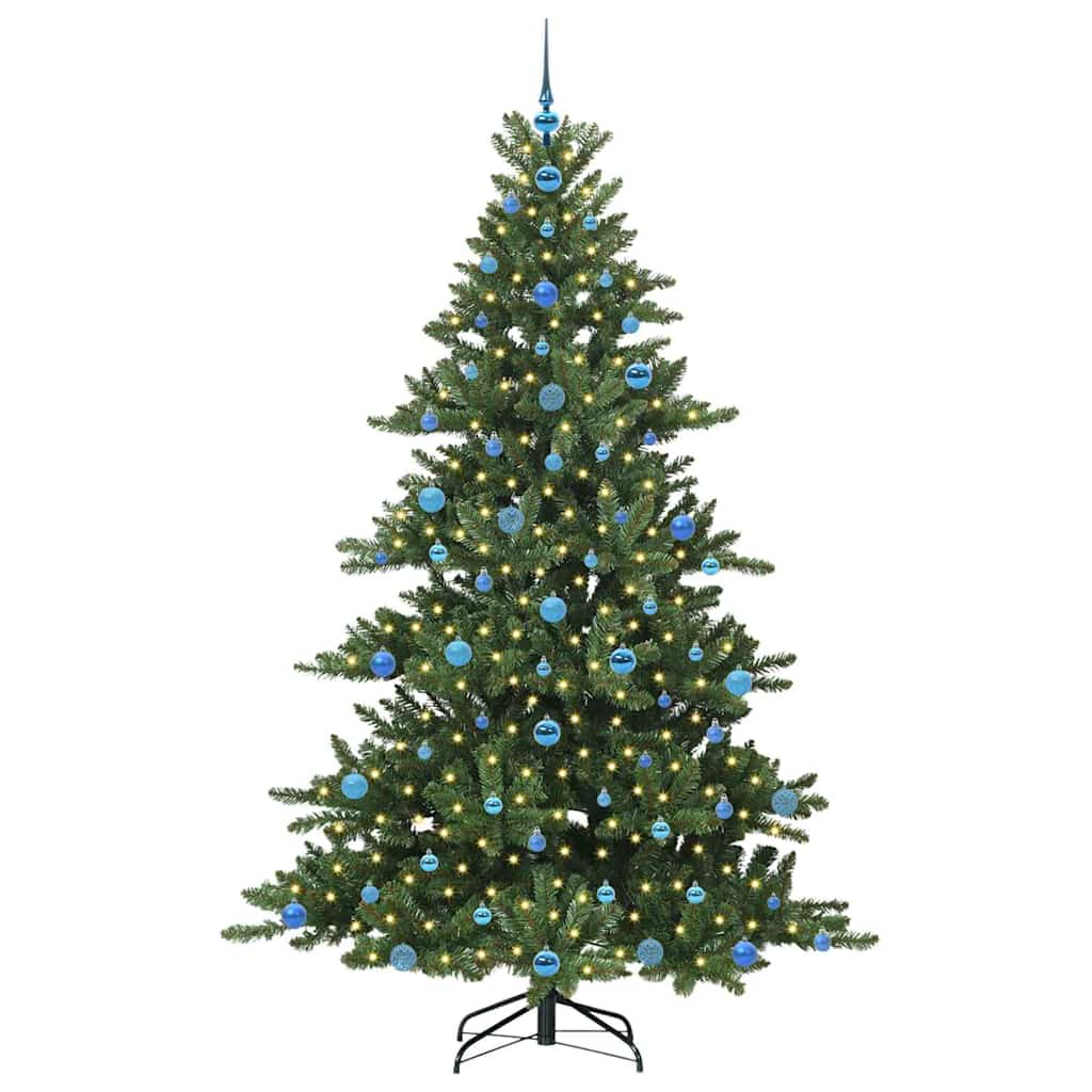 Kunstigt Hinged Juletræ med 300 LED'er Grøn 210 cm PVC og Stål