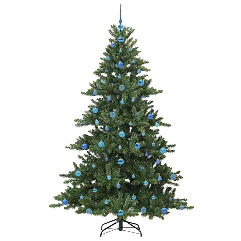 Kunstigt Hinged Juletræ med 300 LED'er Grøn 210 cm PVC og Stål