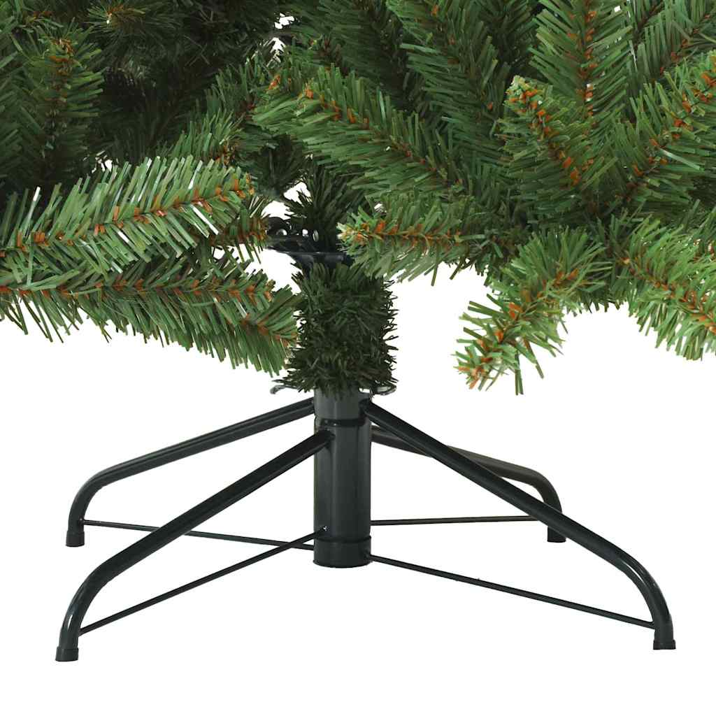 Kunstigt Hinged Juletræ med 300 LED'er Grøn 240 cm PVC og Stål