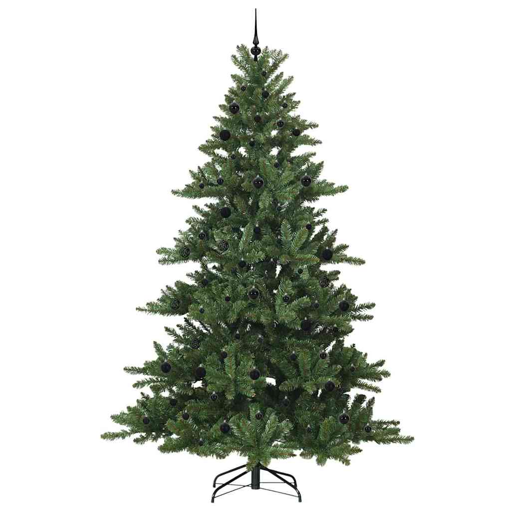 Kunstigt Hinged Juletræ med 300 LED'er Grøn 240 cm PVC og Stål