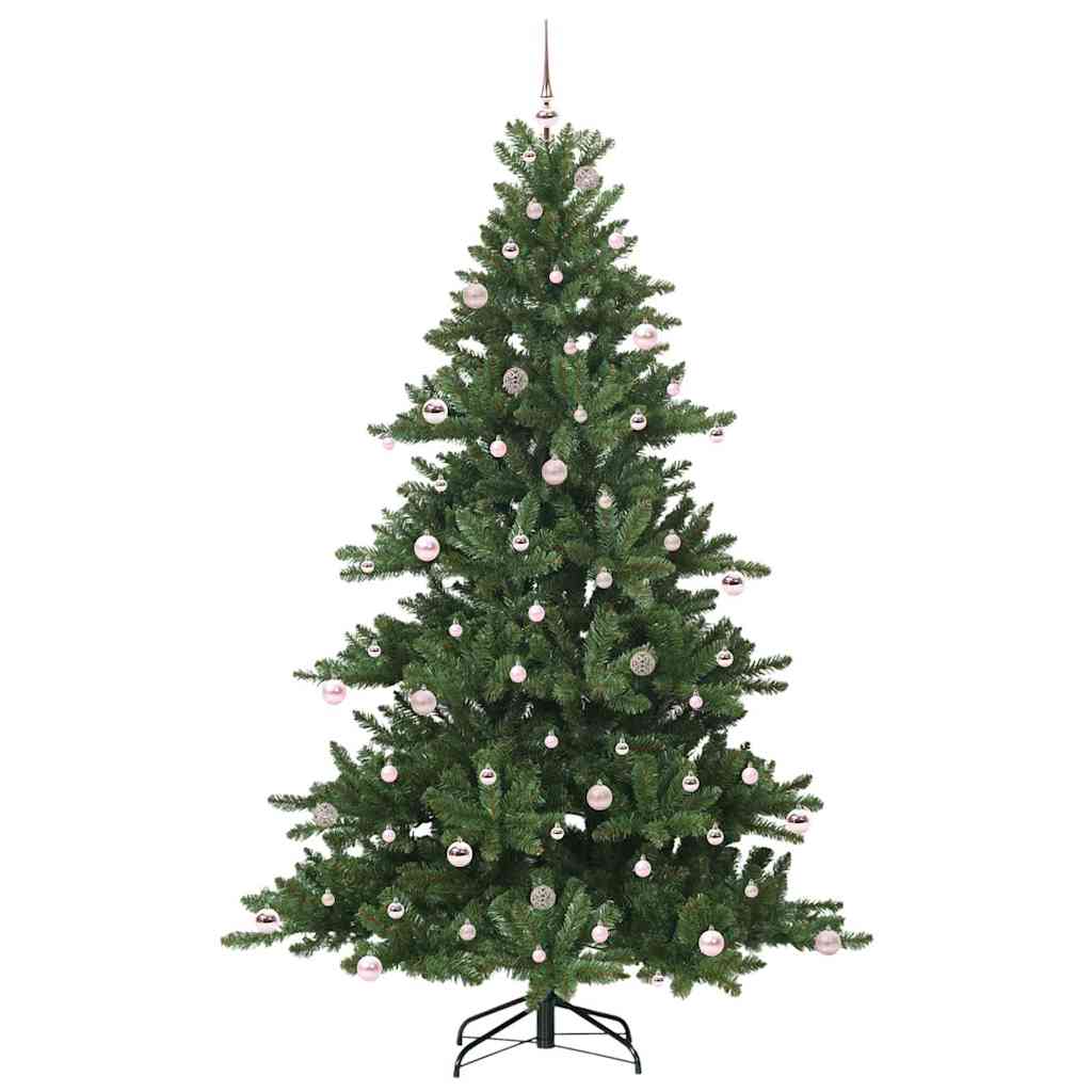 Kunstigt Hinged Juletræ med 300 LED'er Grøn 240 cm PVC og Stål