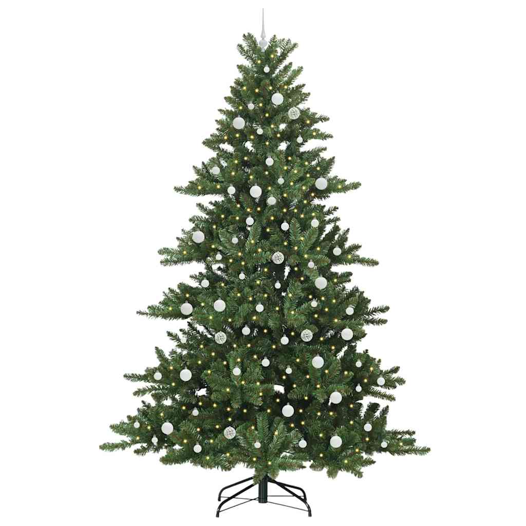 Kunstigt Hinged Juletræ med 300 LED'er Grøn 240 cm PVC og Stål
