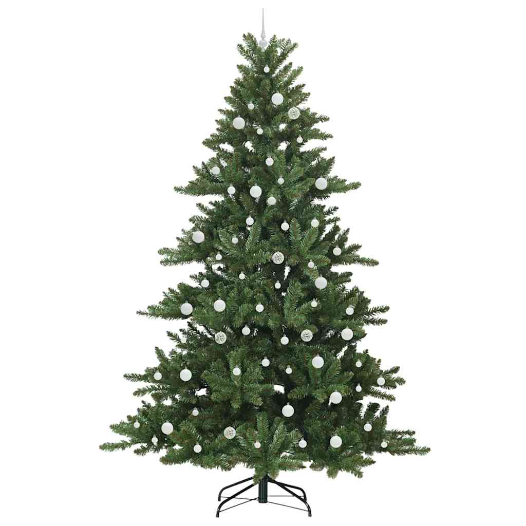 Kunstigt Hinged Juletræ med 300 LED'er Grøn 240 cm PVC og Stål