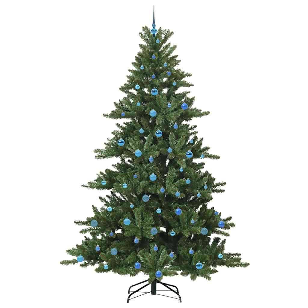 Kunstigt Hinged Juletræ med 300 LED'er Grøn 240 cm PVC og Stål
