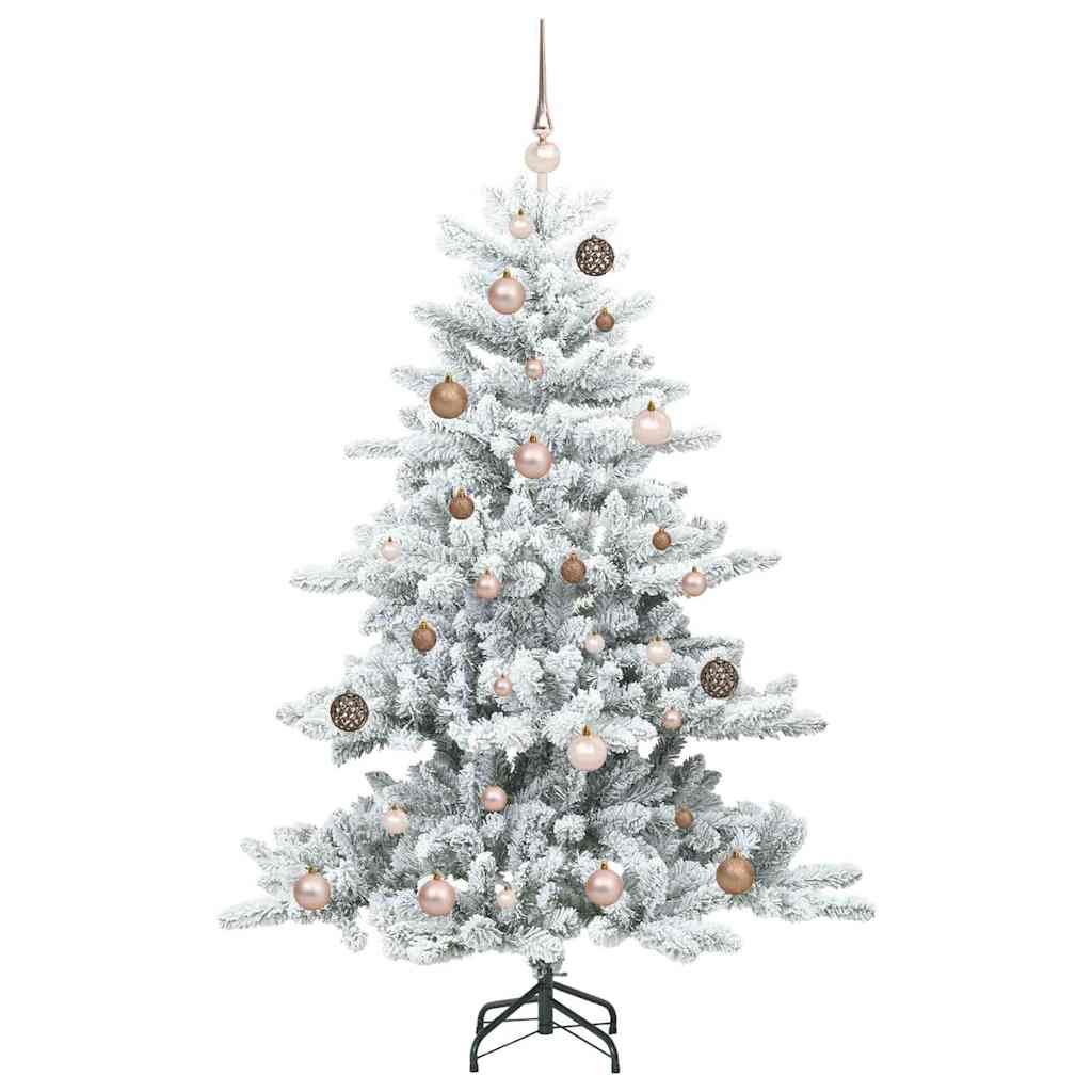 Kunstigt Hinged Juletræ med 150 LED'er Hvid 150 cm PVC og Stål