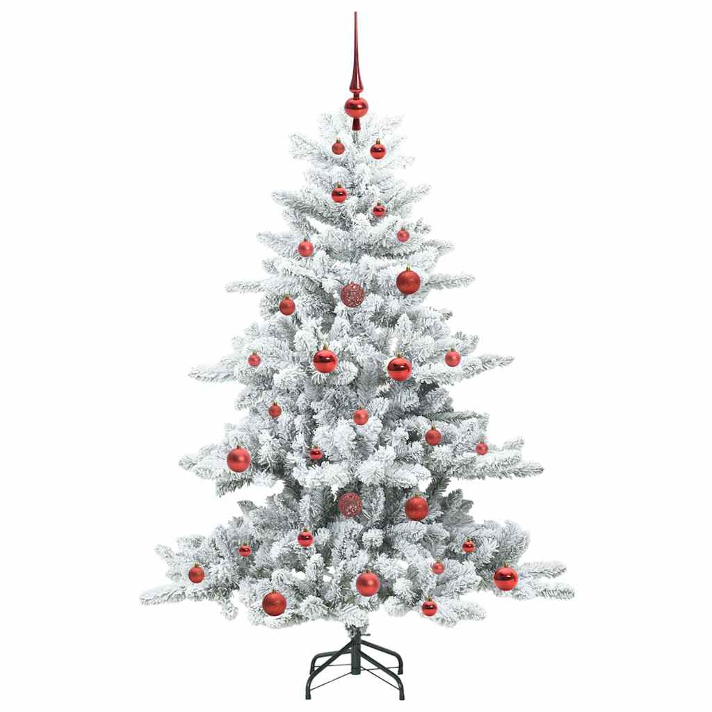 Kunstigt Hinged Juletræ med 150 LED'er Hvid 150 cm PVC og Stål