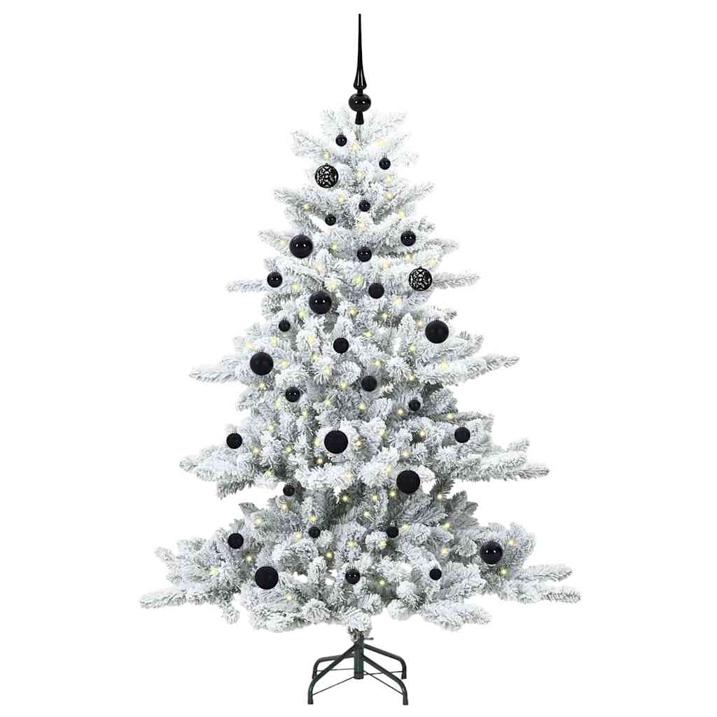 Kunstigt Hinged Juletræ med 150 LED'er Hvid 150 cm PVC og Stål