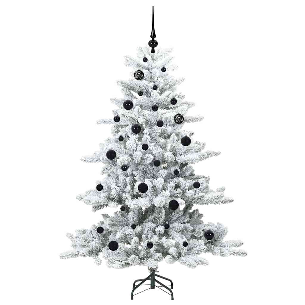 Kunstigt Hinged Juletræ med 150 LED'er Hvid 150 cm PVC og Stål