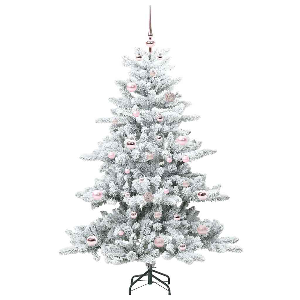 Kunstigt Hinged Juletræ med 150 LED'er Hvid 150 cm PVC og Stål