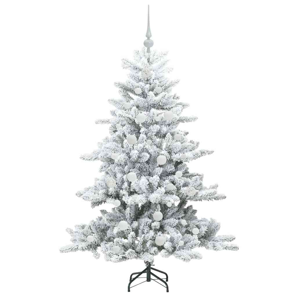Kunstigt Hinged Juletræ med 150 LED'er Hvid 150 cm PVC og Stål